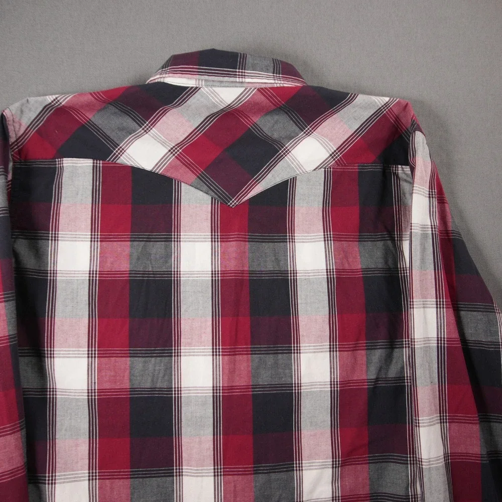 Levi Plaid Pearl Snap Western Cowboy Rodeo Red Black Men Shirt XL Ranch Y2K